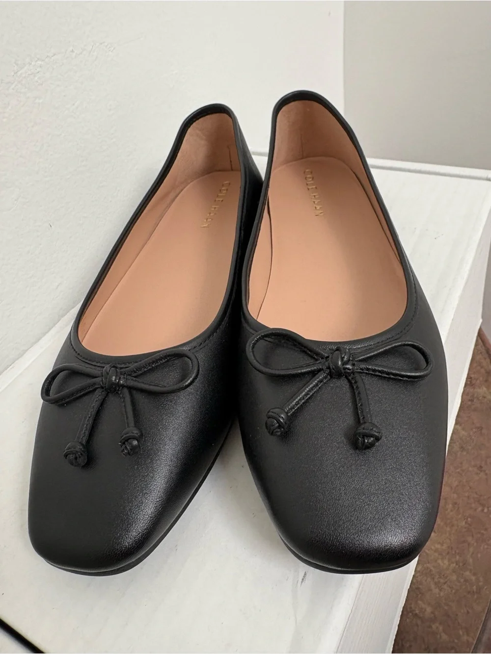 Cole Haan Grand.360 Black Leather Ballet Flats Bow Slip On Women’s Size 8B NWOB